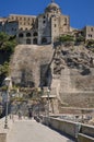 Ischia Ponte with castle Aragonese in Ischia island, Bay of Naples Italy Royalty Free Stock Photo