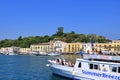 Ischia port cityscape, harbor with boats