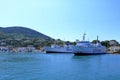 Ischia port cityscape, harbor with boats