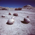 Ischigualasto rock formations in Valle de la Luna, Argentina. cancha bochas Royalty Free Stock Photo