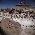 Ischigualasto rock formations in Valle de la Luna, moon valley san juan providence Argentina Royalty Free Stock Photo