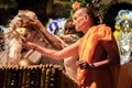 ISCKON tample, Mayapur, West Bengal, India - March 12, 2020. beautiful Indian Vaishnava Deity worship ritual in a temple called