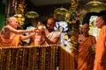 ISCKON tample, Mayapur, West Bengal, India - March 12, 2020. beautiful Indian Vaishnava Deity worship ritual in a temple called