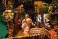 ISCKON tample, Mayapur, West Bengal, India - March 12, 2020. beautiful Indian Vaishnava Deity worship ritual in a temple called