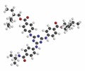Iscotrizinol sunscreen molecule (UV filter). Atoms are represented as spheres with conventional color coding: hydrogen (white), Royalty Free Stock Photo