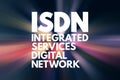 ISDN - Integrated Services Digital Network acronym, technology concept background Royalty Free Stock Photo