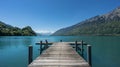 Pier into the lake Brienzersee in Iseltwald Switzerland Royalty Free Stock Photo