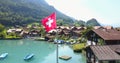 Iseltwald village in Switzerland Lake view