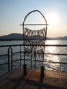 Iseo, Brescia, Italy. Copy of a traditional fish frame used to dry fish