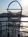 Iseo, Brescia, Italy. Copy of a traditional fish frame used to dry fish