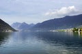 Iseo Lake in autumn, seen from Sulzano. Royalty Free Stock Photo