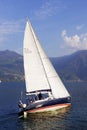 ISEO LAKE, ITALY, 20 OCTOBER, 2018: Yachting on Iseo Lake, near to Lovere town