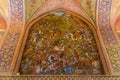 ISFAHAN, IRAN - JULY 9, 2019: Fresco in Chehel Sotoon Palace in Isfahan, Ir