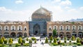 The entrance and dome of Sheikh Lotfollah Mosque covered with tiles in Naqsh-e Jahan Square, Isfihan, Iran