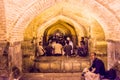 Isfahan, Iran - May 21, 2017. Inside famous Khaju Bridge, Pol-e Xaju, historical bridge on largest iranian river Zayanderud