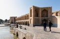 Historic Khaju Bridge (Pol-e Khajoo) on Zayanderud River in Isfahan