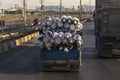 A truck carries rolls of traditional Persian rugs Royalty Free Stock Photo