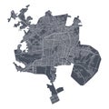 Isfahan map. Detailed map of Isfahan city poster with streets. Cityscape vector