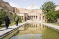 Isfahan Province- Kashan IRAN-April 30- 2019 Traditional persian courtyard- people visiting the Borujerdi house