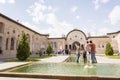 Isfahan Province- Kashan IRAN-April 30- 2019 Traditional Persian courtyard- tourists visiting the Tabatabaei house courtyard Royalty Free Stock Photo