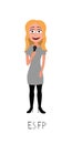 Flat cartoon moderator woman vector Royalty Free Stock Photo