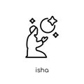 Isha icon. Trendy modern flat linear vector Isha icon on white b