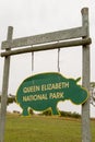 Ishasha district, Queen Elizabeth National Park, Uganda sign