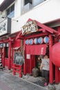 Red, town, public, space, street, city, house, facade, shopping