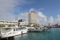 Marina, waterway, water, transportation, sky, boat, harbor, motor, ship, passenger, city, metropolitan, area, watercraft, condomin Royalty Free Stock Photo