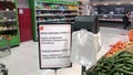 Iside food supermarket in Limassol with measures implemented to stop spreading of COVID-19 keeping social distance. People in face