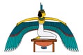 Isis, winged goddess in ancient Egyptian religion, with throne hieroglyph