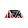 ISK triangle letter logo design with triangle shape. ISK triangle logo design monogram. ISK triangle vector logo template with red Royalty Free Stock Photo