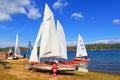 Iskar Lake sailing boats regatta Bulgaria Royalty Free Stock Photo