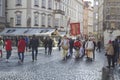 ISKCON members at a rally in Prague