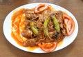 Iskender kababs in tomato sauce in a local restaurant in Bursa Royalty Free Stock Photo