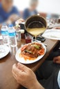 Iskender kababs in tomato sauce Royalty Free Stock Photo