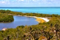 isla contoy sand in mexico sunny day wave Royalty Free Stock Photo