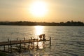 Isla de Flores Guatemala pier sunset Royalty Free Stock Photo