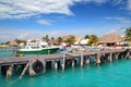 Isla Mujeres island dock port pier colorful Mexico Royalty Free Stock Photo