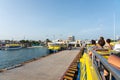 Isla Mujeres, Mexico - September 13, 2021: View of ferry port with the boat Ultramar in Isla Mujeres, Cancun, Mexico Royalty Free Stock Photo