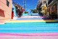 Isla Mujeres, Quintana Roo, Mexico, January 29nd, 2023: Rainbow stairs