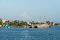 Isla Mujeres, Quintana Roo, Mexico - September 13, 2021: Military ships of the Mexican Navy, in Isla Mujeres next to