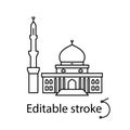 Islam center in Male outline icon. Maldives culture. Exotic vacation. Editable stroke. Isolated vector illustration Royalty Free Stock Photo