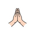 Islam Forgive hand symbol. Simple monoline icon style for muslim ramadan and eid al fitr celebration