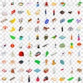 100 islam icons set, isometric 3d style