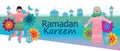 Islam lantern cartoon banner geometric decor