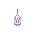 Islam, lantern 2 colored line icon. Simple blue and red element illustration. Islam, lantern concept outline symbol design from