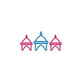 Islam, mosque domes 2 colored line icon. Simple blue and red element illustration. Islam, mosque domes concept outline symbol