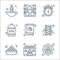 islam and ramadan line icons. linear set. quality vector line set such as mosque, calendar, food, bedug, quran, zam zam, clock,