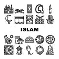 islam ramadan muslim icons set vector